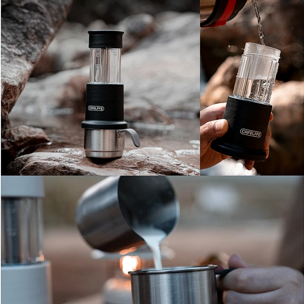 Machine à Café Portable 3-en-1 – Compatible Capsules Nespresso® & Café Moulu – Avec Mousseur Manuel