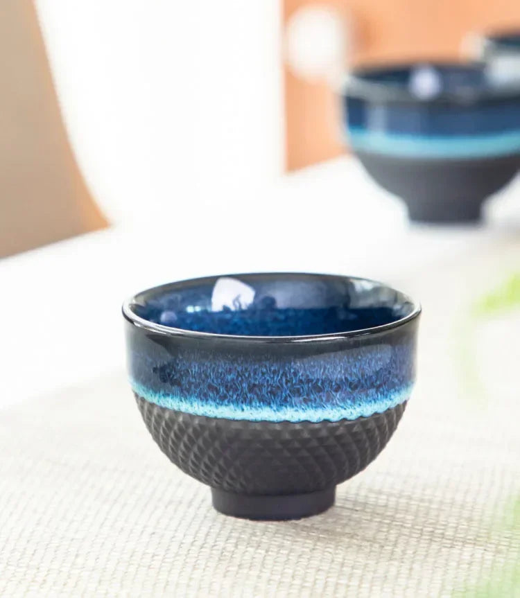 Set de thé nomade  –  Bol céleste & émail bleu nuit