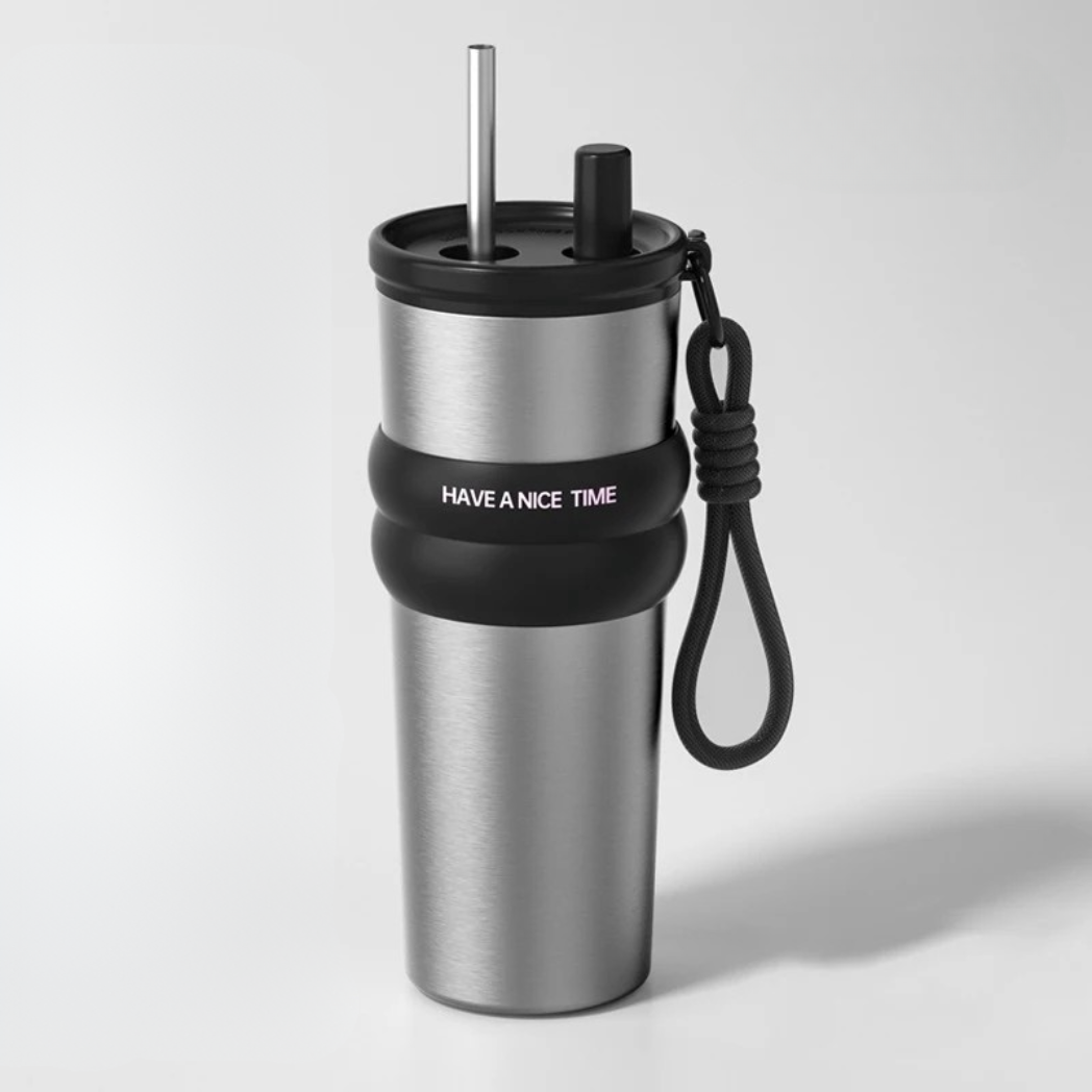Cup isotherme nomade  Épuré et design avec paille intégrée